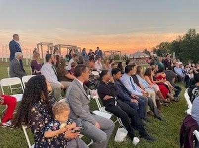 An event set up amid the orchards and vineyards at Historic Weston Orchard