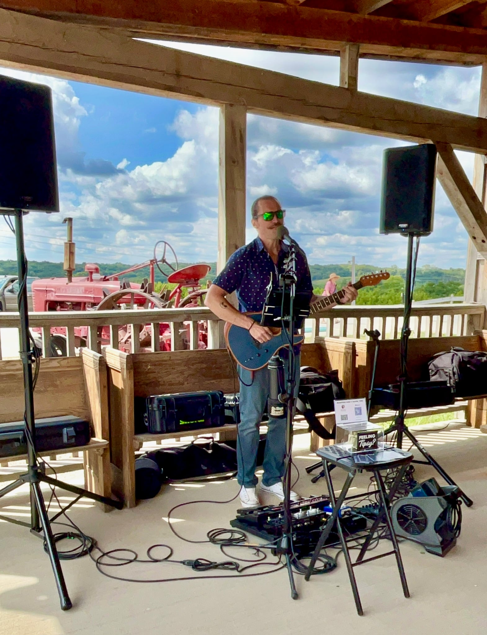 Live music playing across the farm on a fall weekend